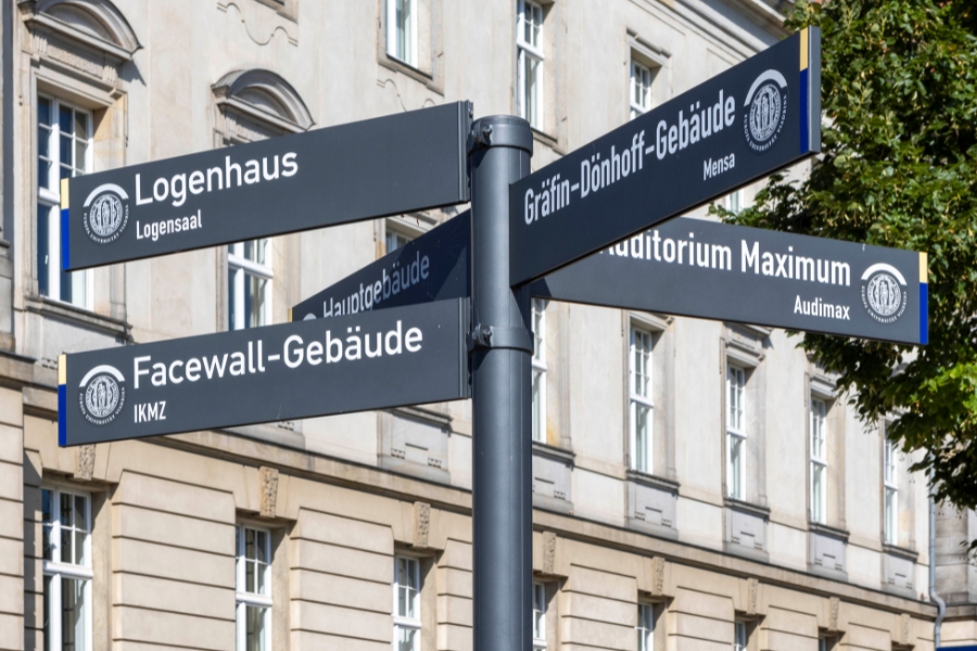 Signposts on the campus square